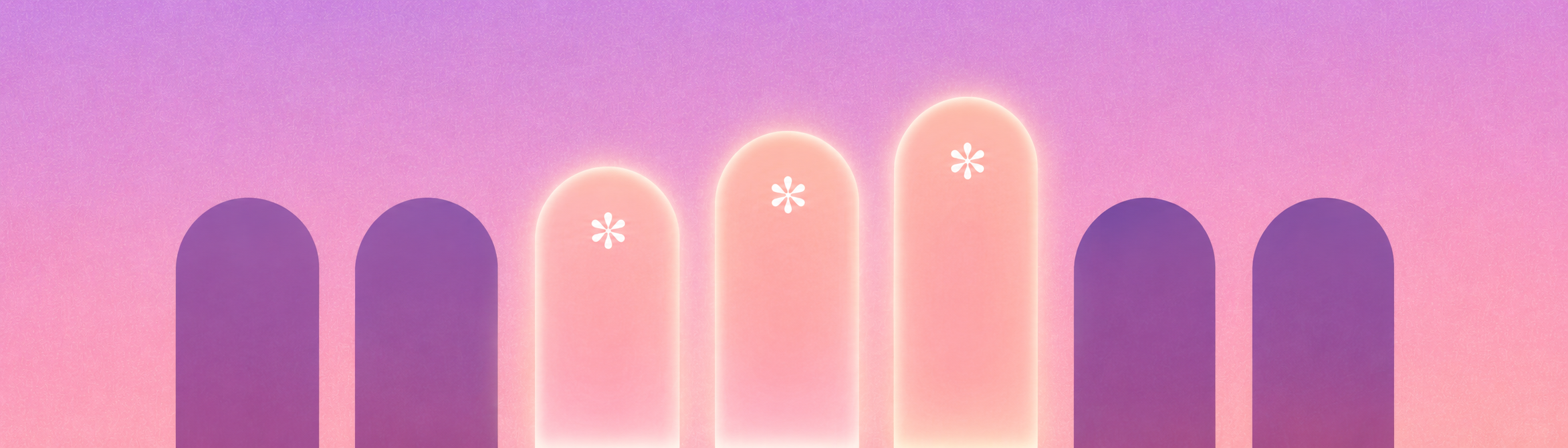 A row of glowing arches