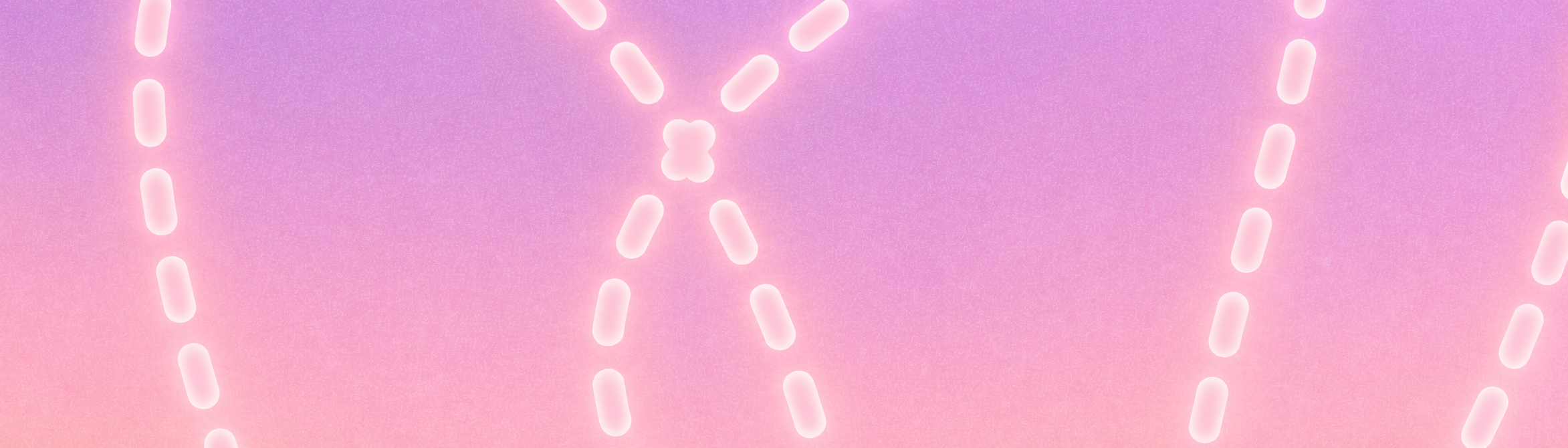 Glowing beads connecting in an X formation